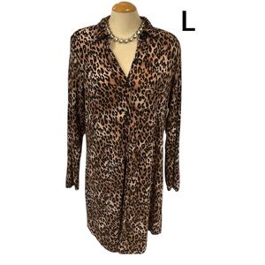 SOMA Leopard Shirt Dress Button Up Size L
